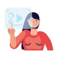 mujer joven con tecnología de redes sociales vector