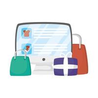 Computer with bags and gift vector design