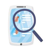 Smartphone with tshirt, shoe, and loupe design vector