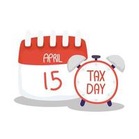 Tax day april 15 calendar and clock vector design