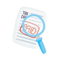 Tax day document with loupe vector design