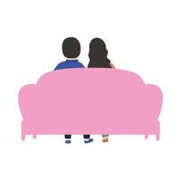 Couple of woman and man on couch vector design