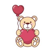 Teddy bear with heart balloon design vector