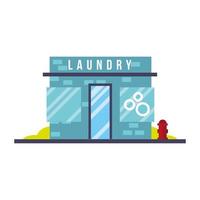 little laundry store building facade scene vector