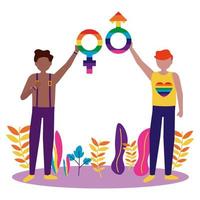 Men supporting LGTBIQ march design vector