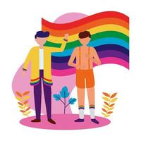 Men supporting LGTBIQ march design vector