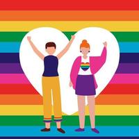 Woman and man supporting lgtbiq march design vector