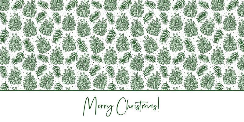 Cone with spruce branch pine tree element seamless pattern background texture.