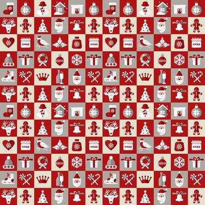 Christmas design icons set. Vector background. Seamless pattern of christmas decoration.