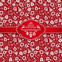 Seamless pattern of christmas texture icons on red background. vector