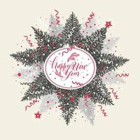 Christmas illustration with calligraphic text and tree. vector