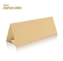 Blank trifold paper brochure mockup. 3d Vector Illustration in color.