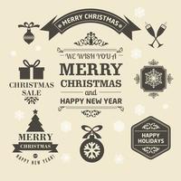 logotipos y medallas navideñas en un estilo retro para navidad vector