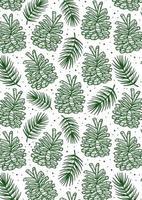 Cone with spruce branch, pine tree element seamless pattern, background, texture. vector