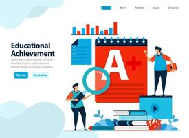 website design of educational achievement and learning process. best value or A plus with digital learning. Flat illustration for landing page template, ui ux, website, mobile app, flyer, brochure, ads vector