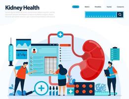 illustration for checking kidney health. diseases and disorders of kidney. checking and handling for internal organs. designed for landing page, template, ui ux, website, mobile app, flyer, brochure vector