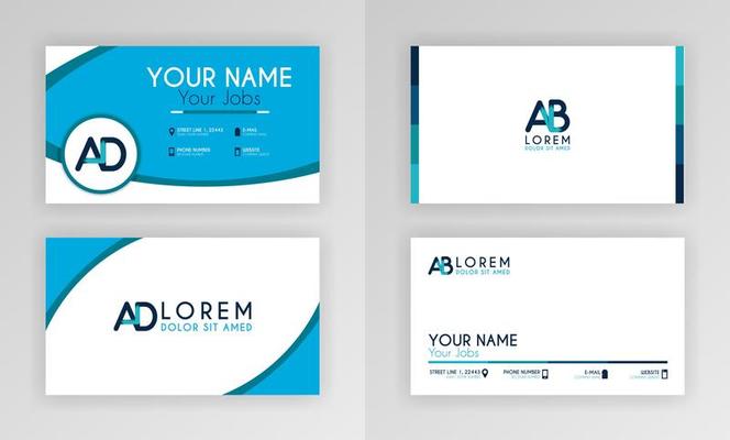 Blue Business Card Template. Simple Identity Card Design With Alphabet Logo And Slash Accent Decoration. For Corporate, Company, Professional, Business, Advertising, Public Relations, Brochure, Poster