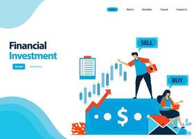 Plantilla de página de destino de inversión financiera en acciones y bonos. ahorros a fondos mutuos y depósitos a altos intereses para aumentar el capital. ilustración para ui ux, sitio web, web, aplicaciones móviles, folleto vector