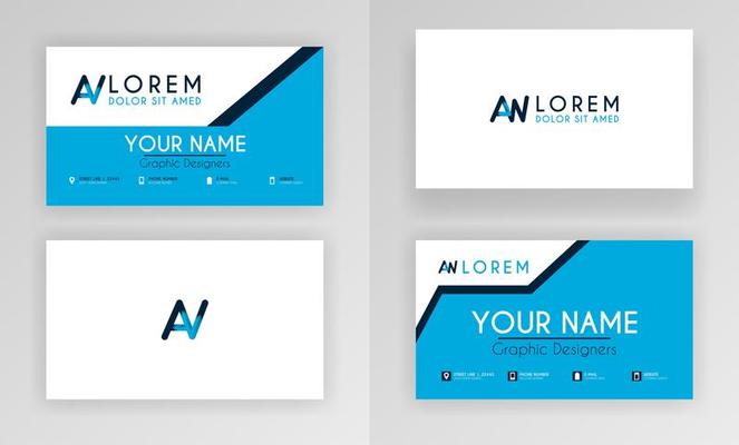 Blue Business Card Template. Simple Identity Card Design With Alphabet Logo And Slash Accent Decoration. For Corporate, Company, Professional, Business, Advertising, Public Relations, Brochure, Poster