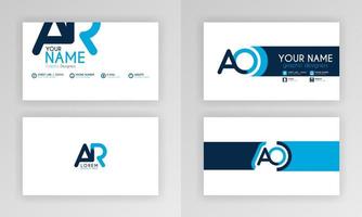 plantilla de tarjeta de visita azul. diseño de tarjeta de identidad simple con logotipo de alfabeto y decoración de acento de barra. para corporativo, empresa, profesional, negocios, publicidad, relaciones públicas, folleto, cartel vector