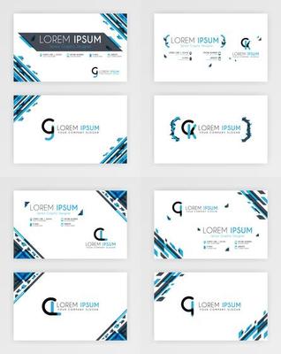 Blue Business Card Template. Simple Identity Card Design With A Geometric Decoration In The Corner. For Corporate, Company, Professional, Business, Advertising, Public Relations, Brochure, Poster