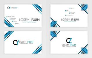 Blue Business Card Template. Simple Identity Card Design With A Geometric Decoration In The Corner. For Corporate, Company, Professional, Business, Advertising, Public Relations, Brochure, Poster vector