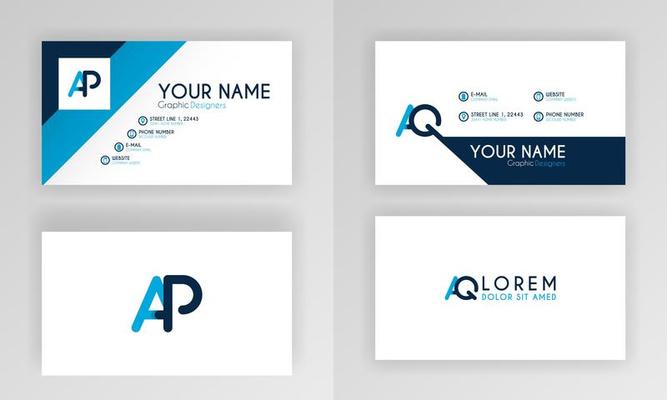 Blue Business Card Template. Simple Identity Card Design With Alphabet Logo And Slash Accent Decoration. For Corporate, Company, Professional, Business, Advertising, Public Relations, Brochure, Poster