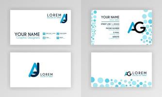 plantilla de tarjeta de visita azul. diseño de tarjeta de identidad simple con logotipo de alfabeto y decoración de acento de barra. para corporativo, empresa, profesional, negocios, publicidad, relaciones públicas, folleto, cartel vector