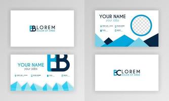 Blue Business Card Template. Simple Identity Card Design With Alphabet Logo And Slash Accent Decoration. For Corporate, Company, Professional, Business, Advertising, Public Relations, Brochure, Poster vector