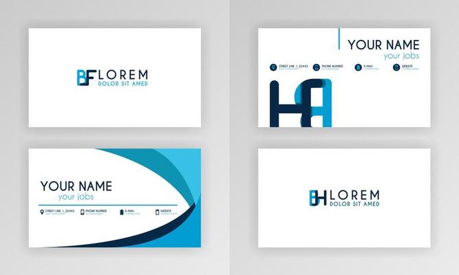 Blue Business Card Template. Simple Identity Card Design With Alphabet Logo And Slash Accent Decoration. For Corporate, Company, Professional, Business, Advertising, Public Relations, Brochure, Poster