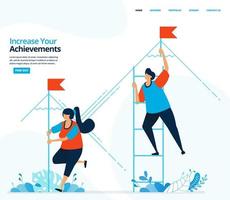 Vector human illustration of increase your achievement. Strategy and competition in achieving goals. Can use for landing page, template, mobile app, banner, flyer, background, website, advertisement