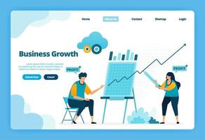 Landing page of business growth. Planning a strategy to increase the company's sales and profits. Illustration of landing page, website, mobile apps, poster, flyer vector