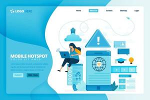 Landing page vector design of wifi and hotspot. Design for website, web, banner, mobile apps, poster, brochure, template, billboard, welcome page, promotion, cover, business card, advertisement
