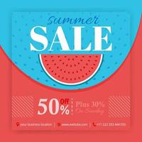 Summer sale and 50 percent discount off for social media posts. Can be used for online media, brochure discounts, flyer, wall advertisement,business poster, website media promotion, billboard, apps ads vector