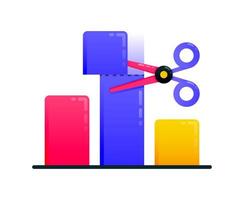 Design for cutting bar charts or sales targets with scissors. Can also be used for business, icon design, and graphic elements vector