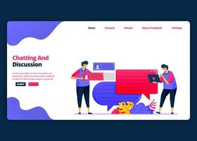 Vector cartoon banner template for chat and discussion with friends and colleagues. Landing page and website creative design templates for business. Can be used for web, mobile apps, posters, flyers