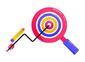 Design for achieve goals, business targets, arrows and darts, business motivation, magnifying glass, finding target. Can also be used for business, icon design, and graphic elements vector