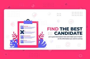 Vector poster illustration of find the best candidate. Selecting employees with rating, opinion, feedback and review. Can be used for website web mobile apps flyer background element banner template