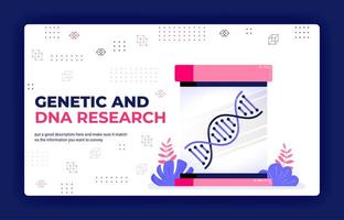 Landing page vector illustration of genetic and dna research for medical learning and drug development. Can be used for website web mobile apps poster flyer background element banner template