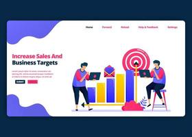 Vector cartoon banner template for increase sales and profit targets in the business. Landing page and website creative design templates for business. Can be used for web, mobile apps, posters, flyers