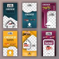 social media swipe stories set for background online promotion and online startup businesse. can be use for, landing page, website, mobile app, poster, flyer, coupon, gift card, smartphone ,web design vector