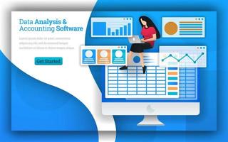 Accounting firms provides Data Analysis and Accounting Software services, virtual bookkeeping and quickbooks accountant. home accounting professional service software and accounting compare service vector