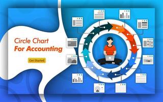 Infographic circle chart for accounting and business purposes. can be for presentations, landing pages, banners, brochures and mobile. hire accountant ads design vector illustration. Flat vector style