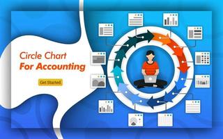 gráfico de círculo infográfico para fines contables y comerciales. puede ser para presentaciones, páginas de destino, banners, folletos y dispositivos móviles. contratar anuncios contables diseño ilustración vectorial. estilo de vector plano