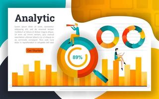 Circle graph and bar chart for accounting and business vector