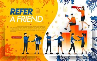 Group of people who shake hands and make deals, businesses to refer a frined and multi level marketing . concept vector ilustration. can use for, landing page, ui, web, mobile app, poster,flayer