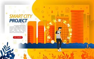 Government projects for smart city, make the city become an IoT internet of things, concept vector ilustration. can use for, landing page, template, ui, web, mobile app, poster, banner, flayer