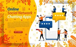 Online chat apps. social network to send messages. mobile apps for chat, concept vector ilustration. can use for, landing page, template, ui, web, mobile app, poster, banner, flayer