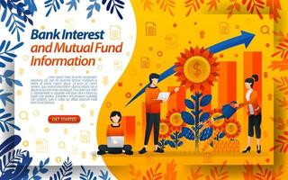 banking to save mutual funds. good bank interest. water the flowers, concept vector ilustration. can use for landing page, template, ui, web, mobile app, poster, banner, flyer, document, website