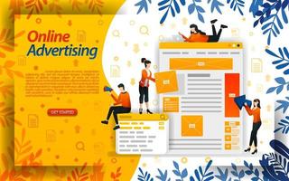 online ads. advertising on search engines. ad placement and PPC pay per click, concept ilustration. can use for landing page, template, ui, web, mobile app, poster, banner, flyer, document, website vector